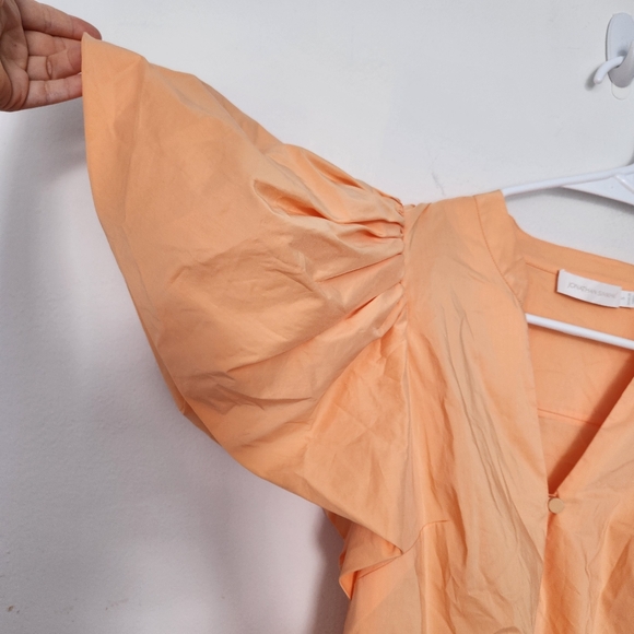 Jonathan Simkhai Hallie Puff Sleeve Blouse Peach S Designer Summer Quiet Luxury - Picture 5 of 8